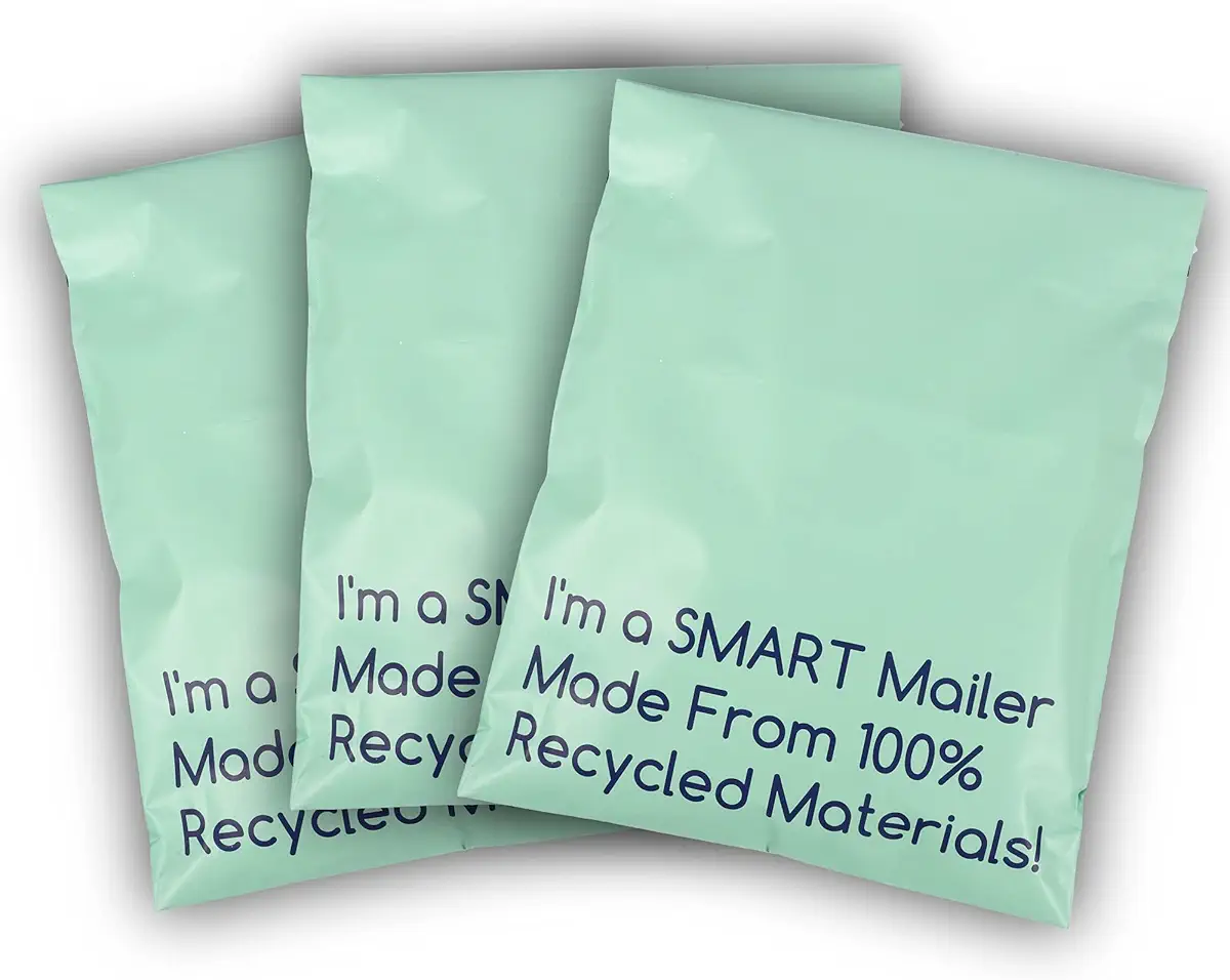 100 Count, 12x15.5 inch 100% Recycled Poly Mailers Eco Friendly Packaging Envelopes Supplies Mailing Bags 2.5 Mil Thick - SMART Mailer