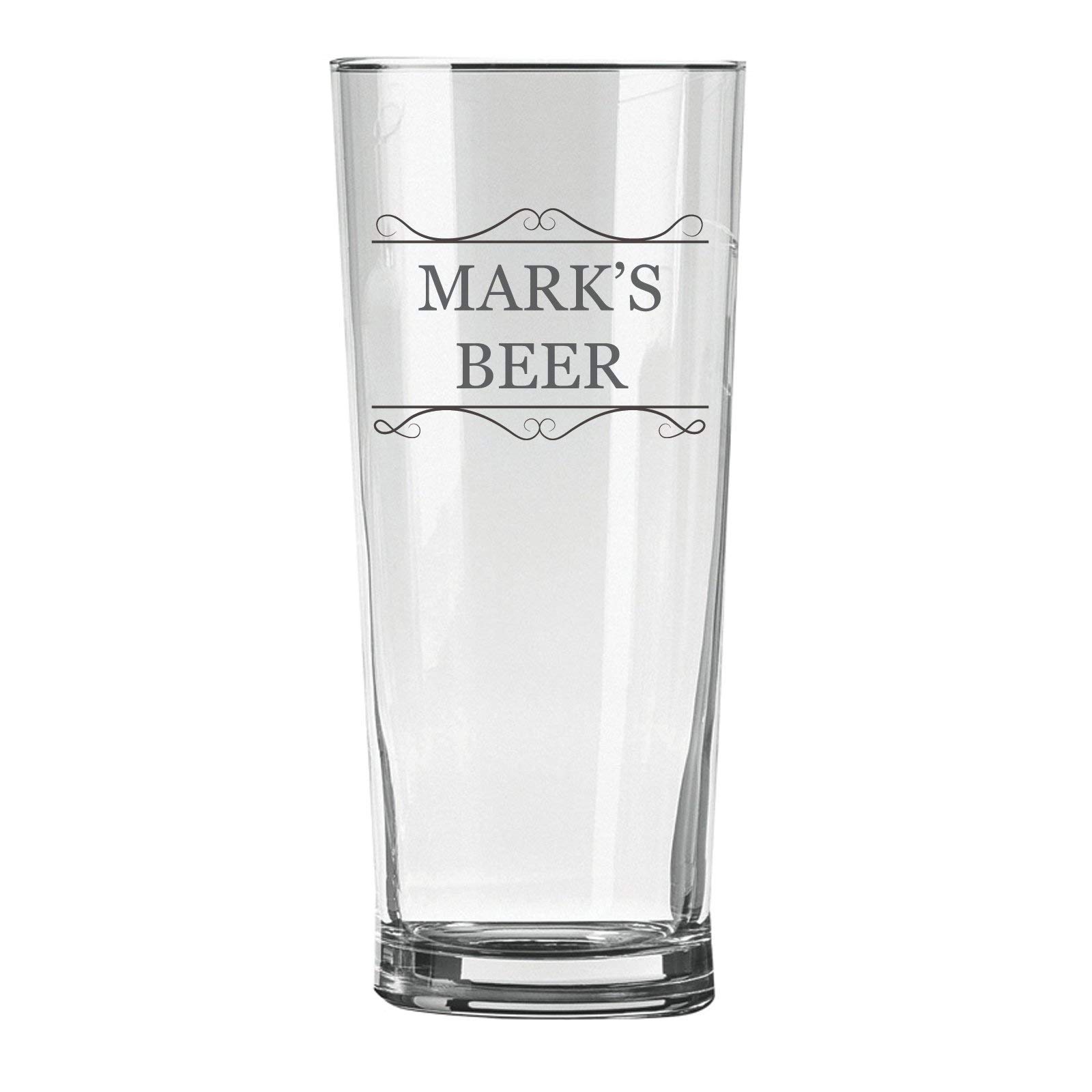 Personalised Engraved Pint Glass - Persons Name and Beer Glass with a Border Design