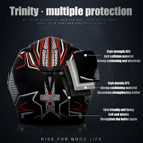 Miniatura 4 de Casco de motocicleta con Bluetooth de cara completa casco modular inteligente integrado aprobado por DOTECE antivaho doble visera casco frontal