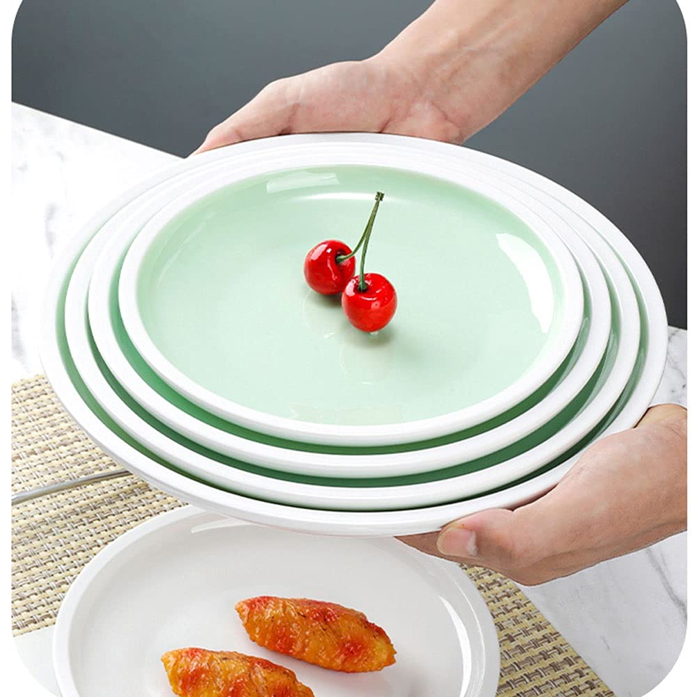 Piatto piano in melamina Piatti da dessert in plastica da 27,7 cm, leggero, resistente ai trucioli, ideale per lavastoviglie (bianco 7,95 pollici)