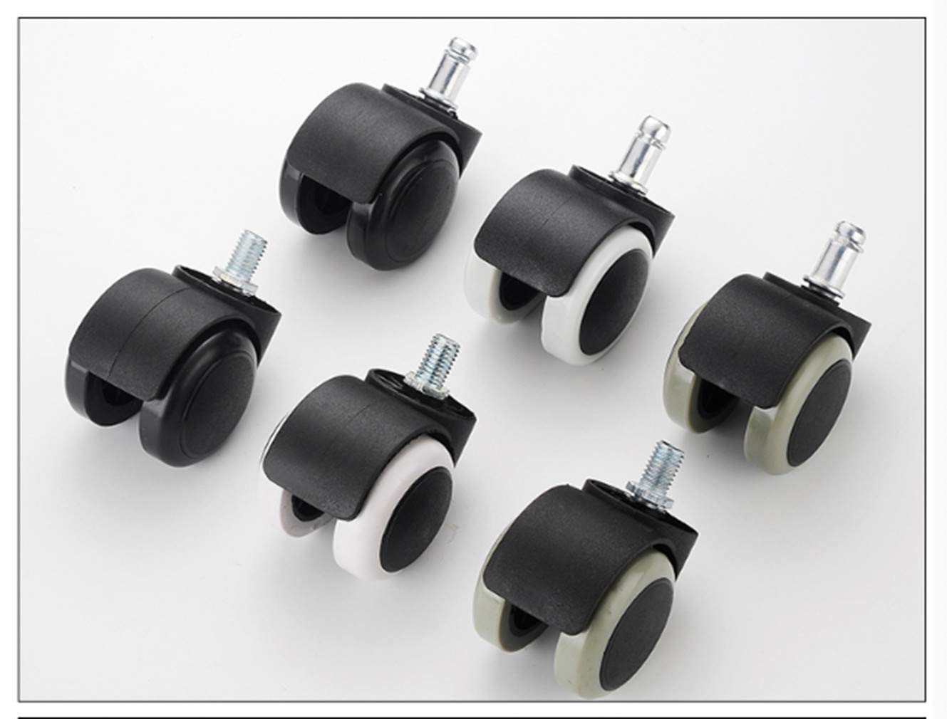 Möbelrollen, Caster Wheels,Wheels 5pcs Office Chair Caster 2" PVC Furniture Wheels,Replacement Computer Desk Castor,Smooth Rolling,Protect Hardwood Floors,Double Wheel,Capacity 125KG (Plunger M11,Whit