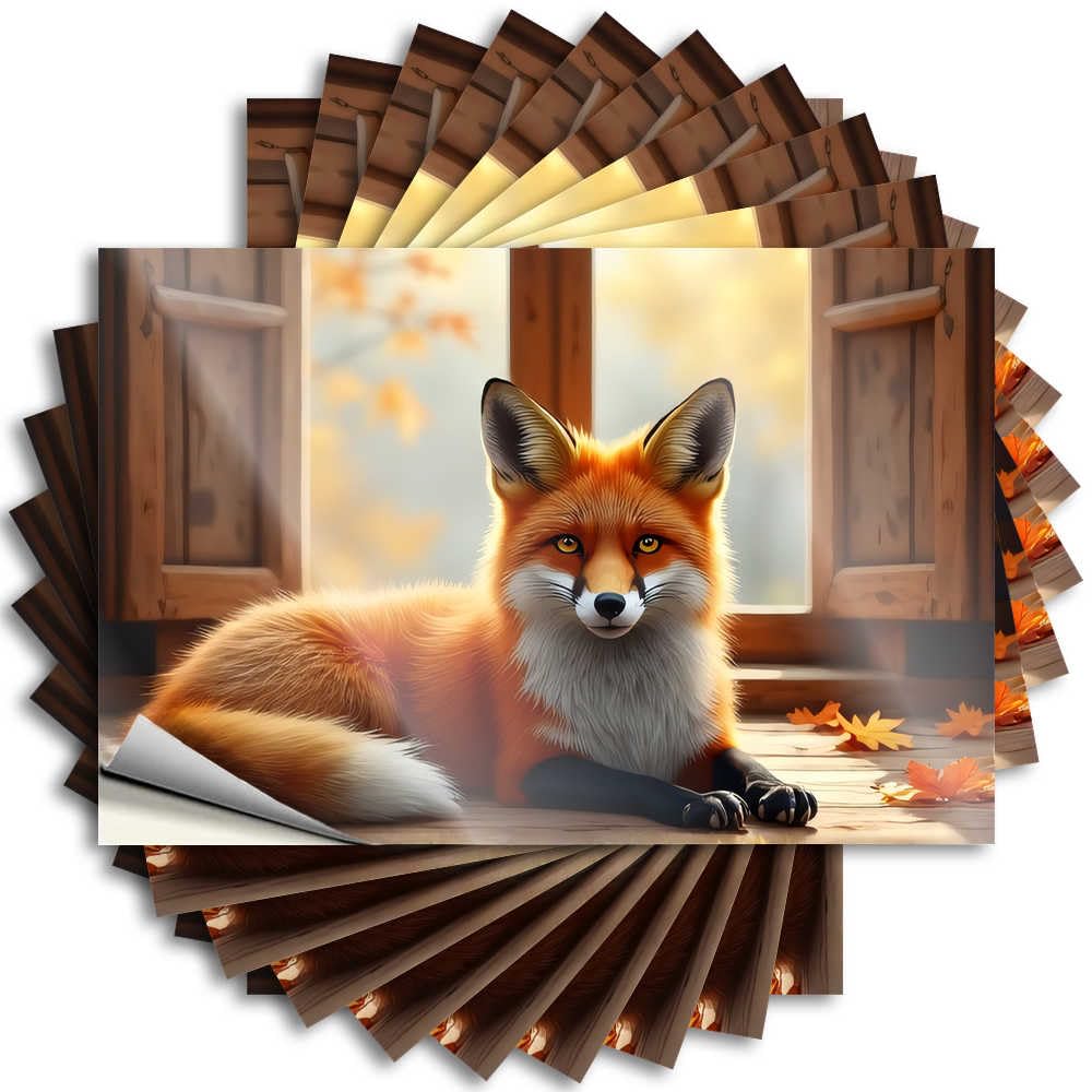 Abipuir Car Accessories Autumn Fox by The Window Stickers 10Pcs Decals for Cars Inappropriate Stickers(8X12CM)