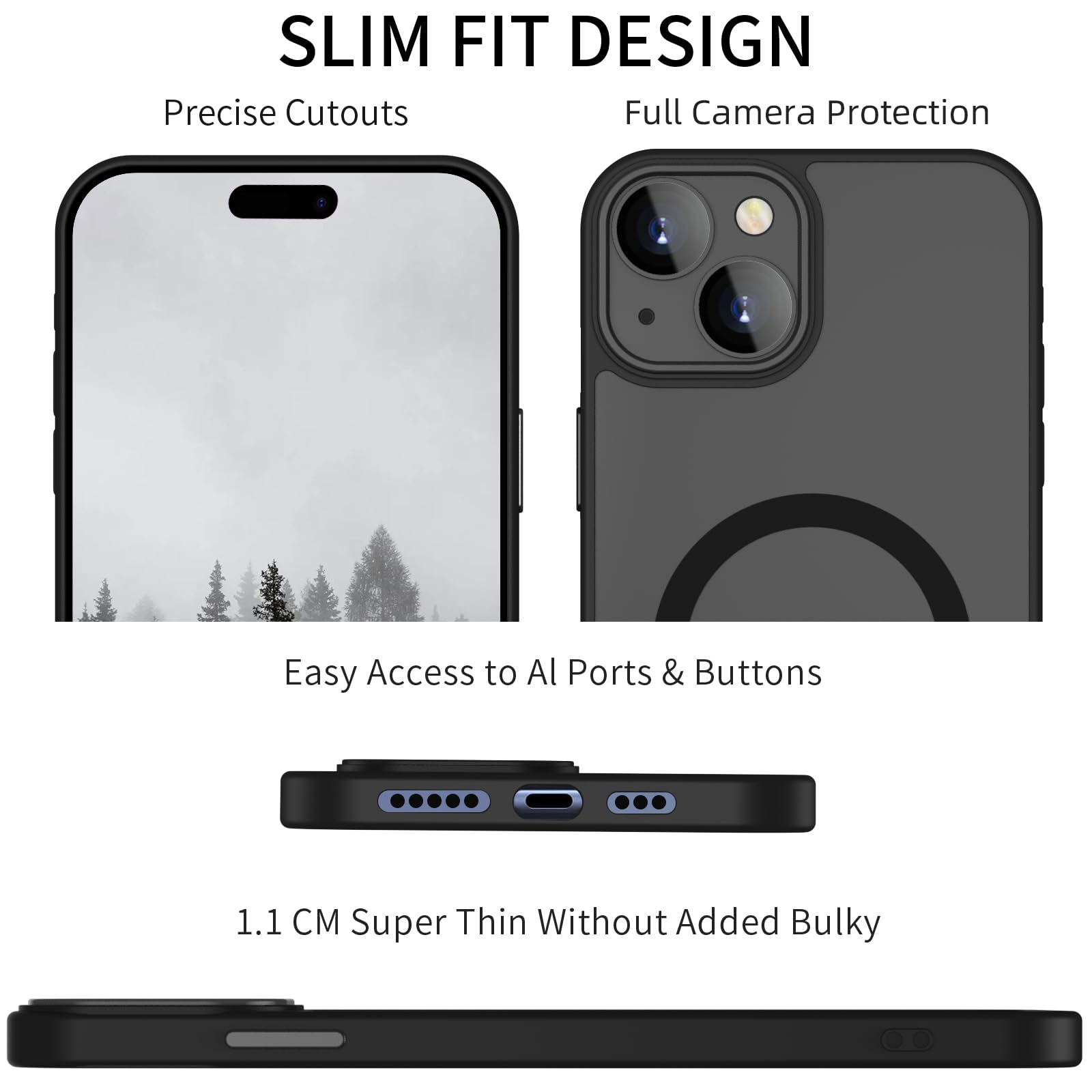 YUANDMI Case for iPhone 14 Plus 6.7 Black, matt black - Image 3