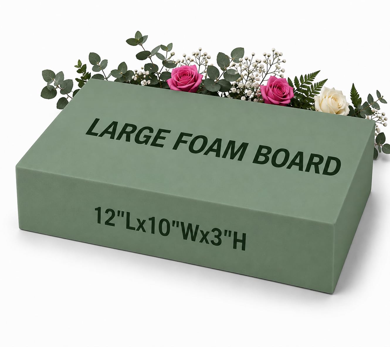 FLOFARE Floral Foam Base 12" L x 10" W x 3" H, Large Floral Foam Block for Fresh and Artificial Flower Arrangement Supplies for Arts, Crafts, Office Decor, Home Decor, Wedding Decor and Party
