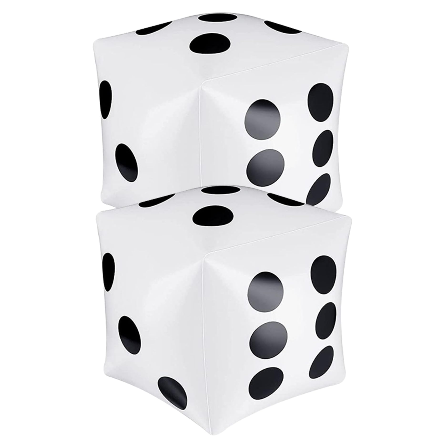 Dadi grandi, dadi gonfiabili 2 pezzi 11, 8x11, 8 pollici PVC esplosione per giochi per feste in piscina da spiaggia all'aperto al coperto Bianco