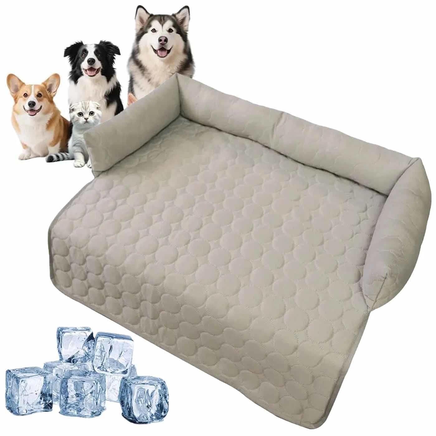 Heatrelief Cooling Dog Bed,Cooling Bed,Cool Dog Beds for Car,Self Cool Dogs Sofa Mat With Ice Silk Fabric,Summer Foldable Large CoolBed,for Small Medium Large Cat Dogs(Beige,70×70cm)