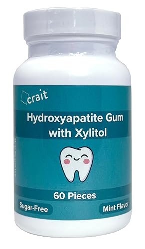 crait Goma de mascar de hidroxiapatita remineralizante con hidroxiapatita no nano y xilitol, 70 mg HA por pieza, goma de mascar de menta sin azúcar