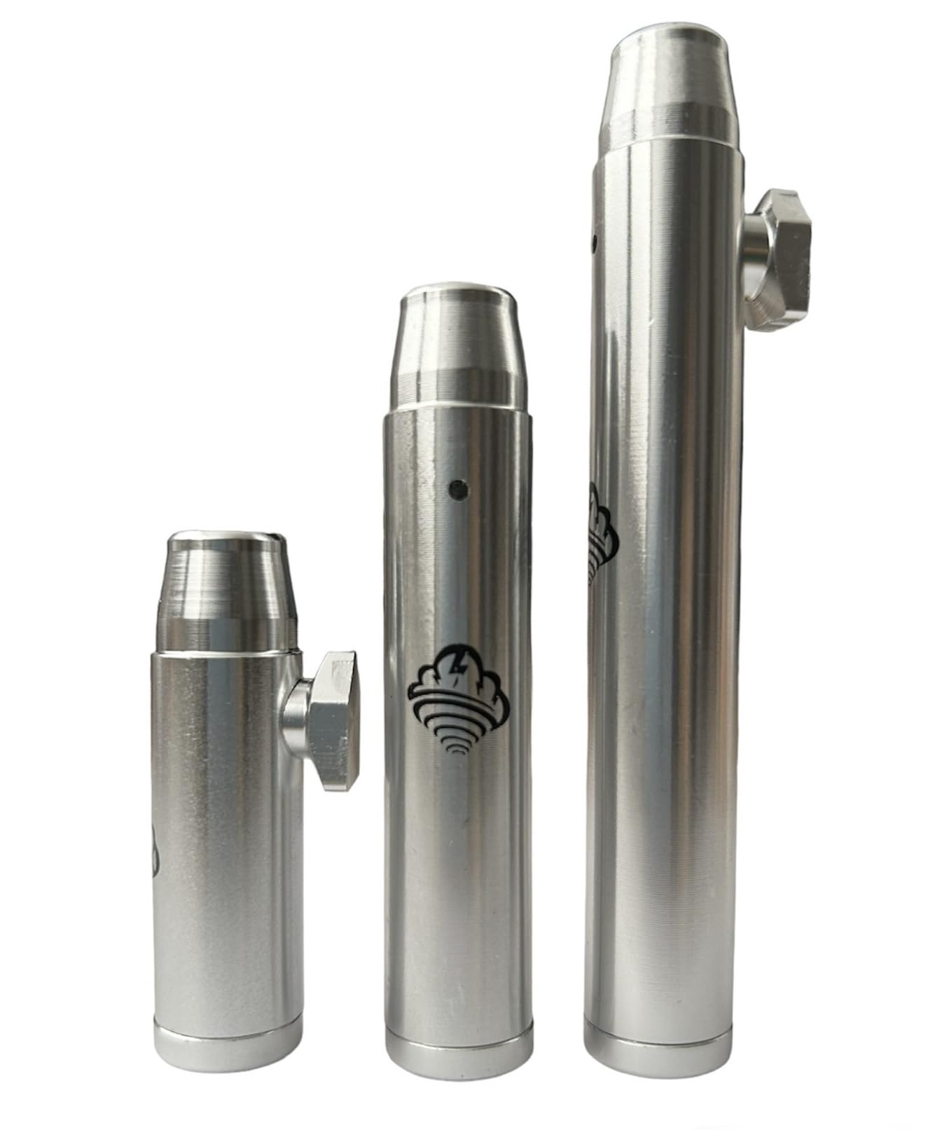TORNADO’s Set x3 Größen – Schnupftabak dosierer aus poliertem aluminium - 1,2,4gr