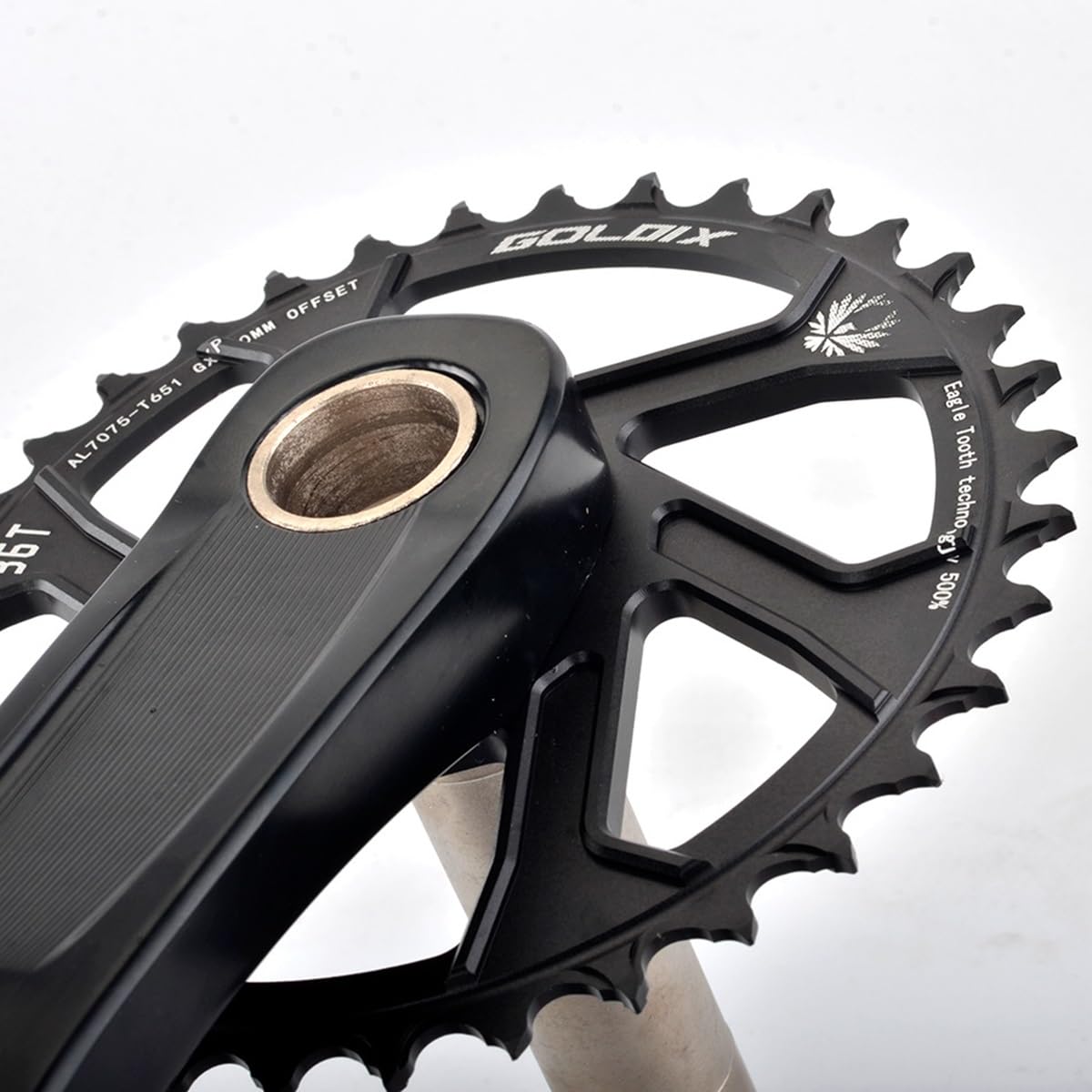 170mm/175mm MTB Platos Y Bielas Integrado Hueco Aleación De Aluminio Monoplato Bielas 30/32/34/36/38T Plato con BSABB Compatible con 10/11/12 Velocidades(Black 170mm,36T)