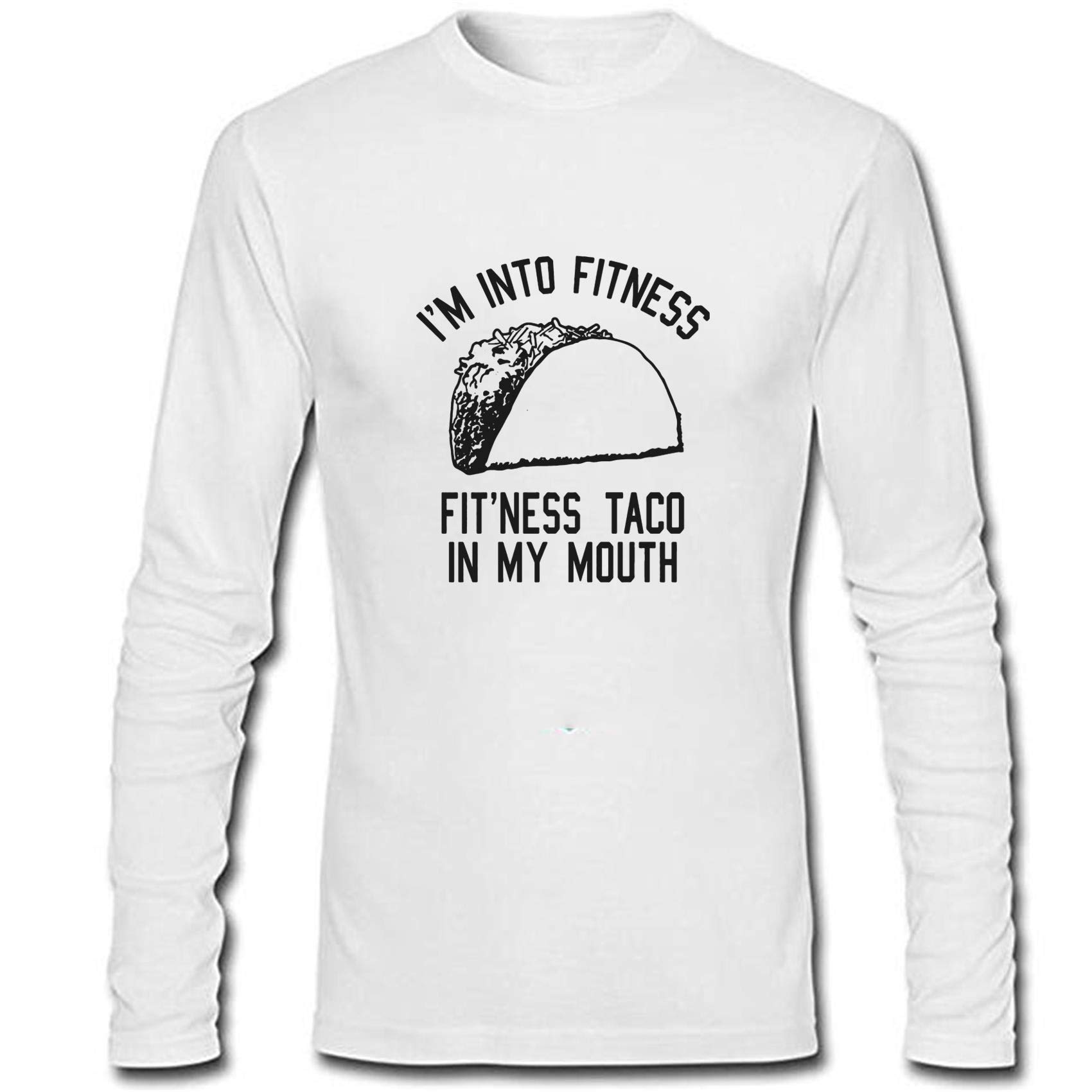 Men's I'm Into Fitness Taco Funny Gym Casual Loose Shirts (White,XL)