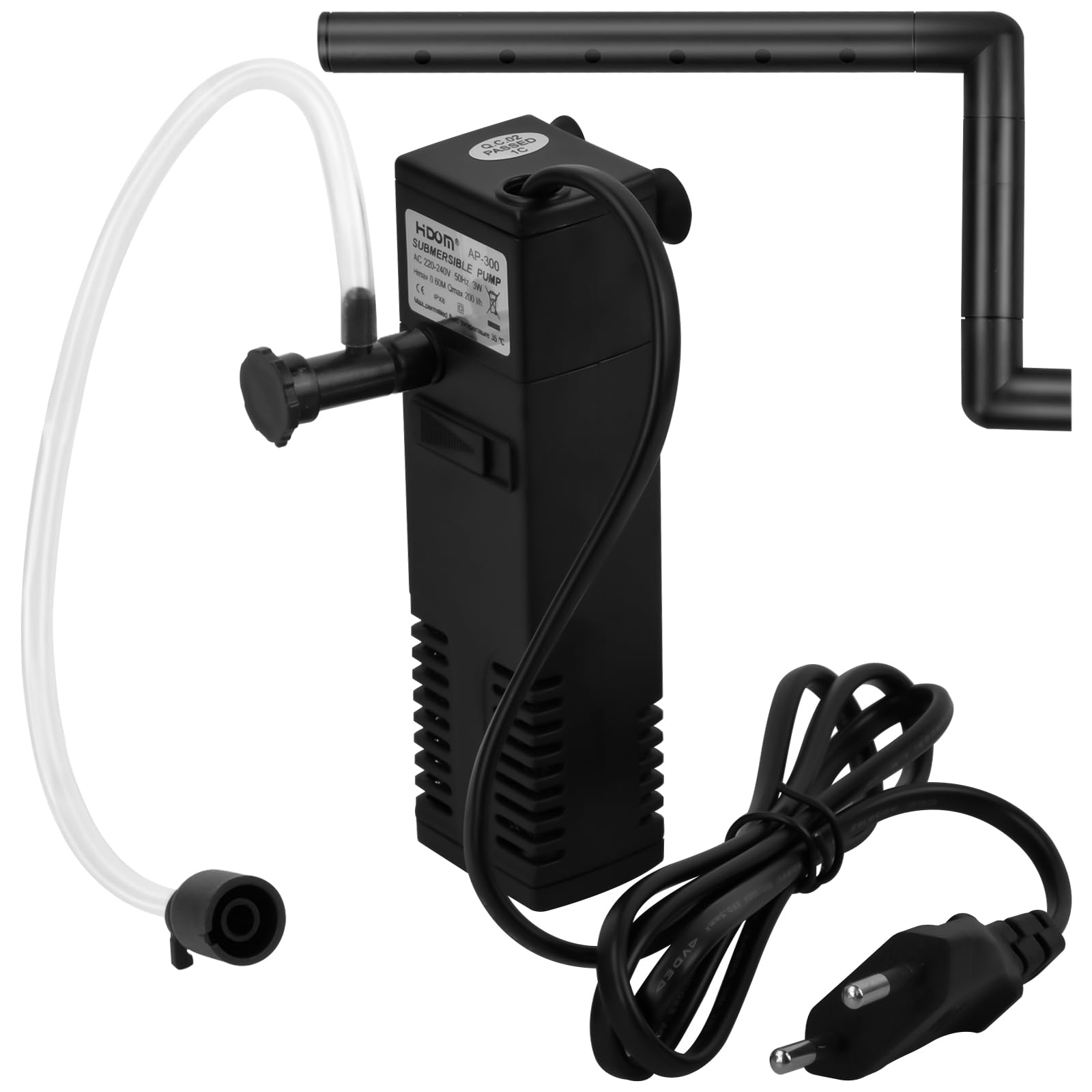 Colexy Filtro Acuario, 200L/H 3W Filtro para Pecera, Filtro Interno Acuario Flujo Ajustable Silencioso para Acuarios, Tanque de Peces o Tortugas de 40L, con Tubo y Cepillo