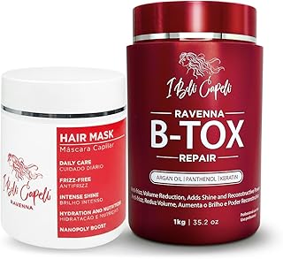 I Belli Capelli Ravenna Hair Straightening Kit – Repair Hair B-tox & Aloe Vera Mask – Intense Hydration & Shine – Formaldehyde-Free B-otox Hair Treament For All Hair Types (2-Pack)