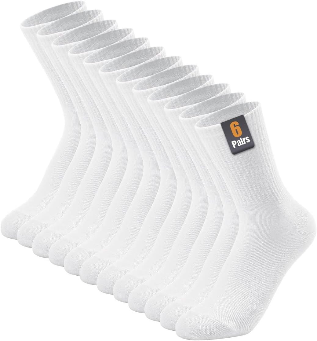 Crew Socks for Women Soft & Cozy Premium Combed Cotton 6 Pairs Size 6-11