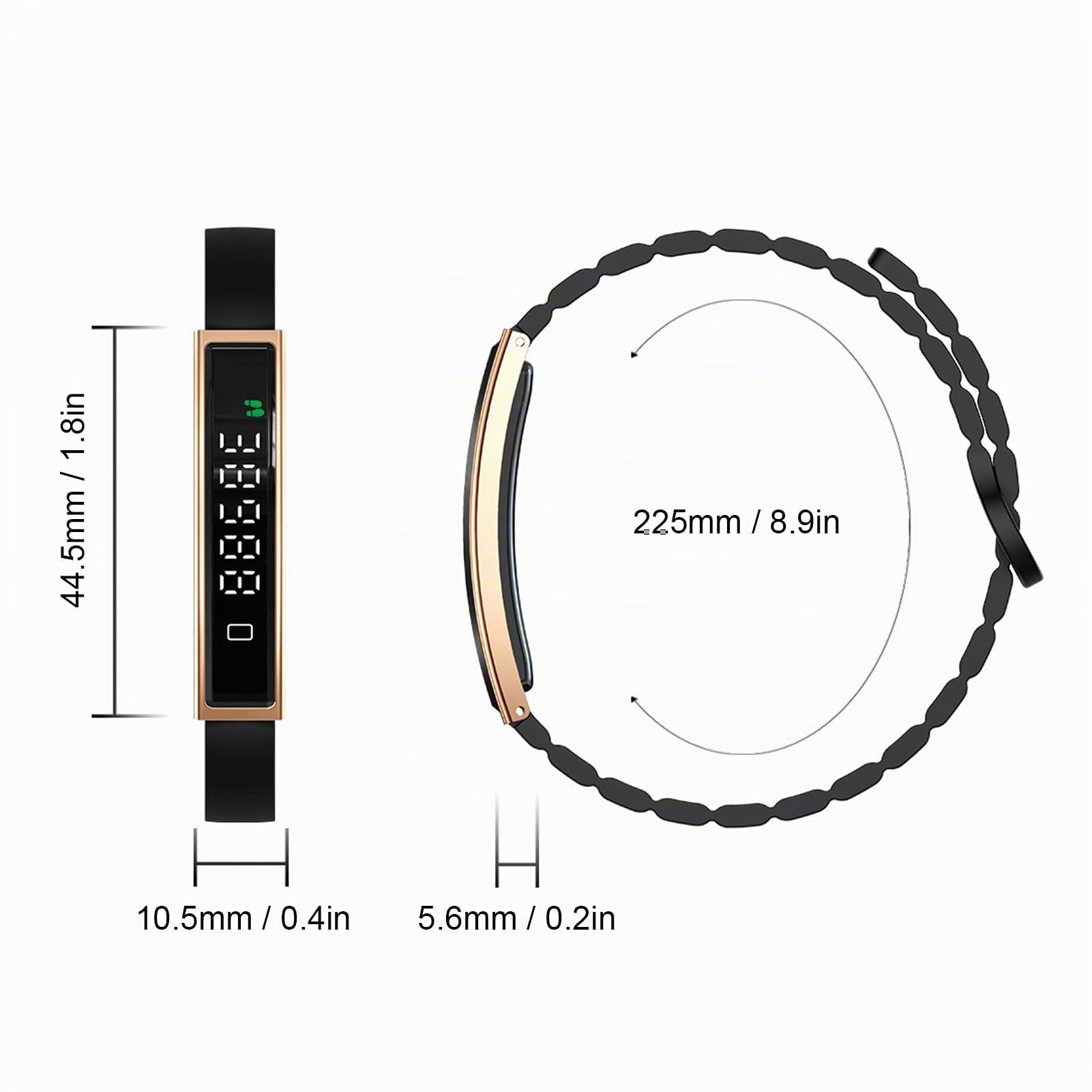 VBESTLIFE Pulsera Inteligente Rastreador de Ejercicios, Contador de Pasos para Mujeres y Hombres, Recordatorio de Llamadas Bluetooth 5,3, Obturador Remoto del Teléfono, a Prueba de Agua (Gold)