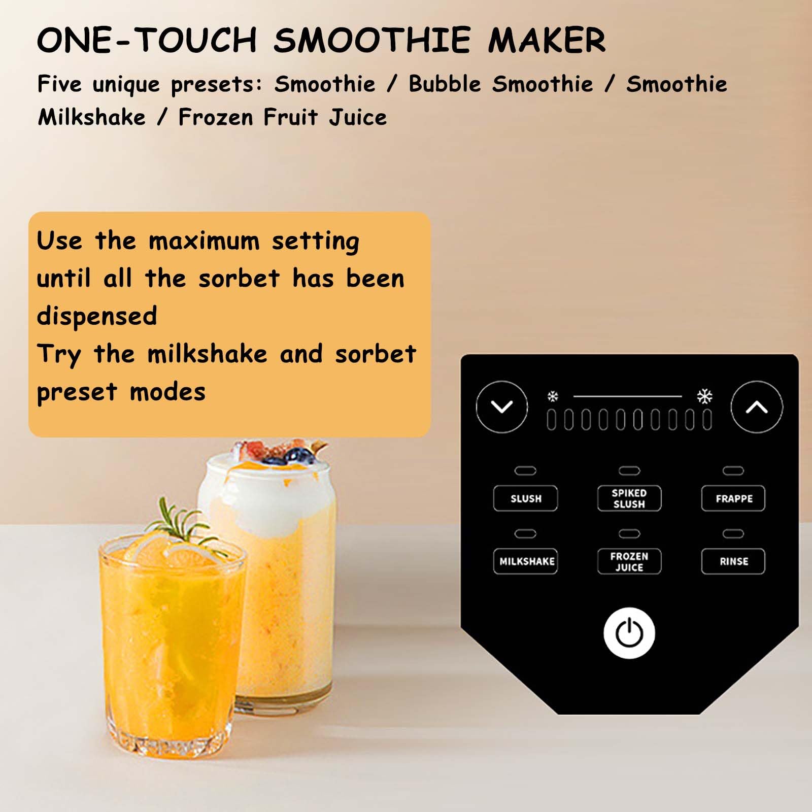 Blender do smoothie, domowy, samoczyszczący, nie wymaga lodu, 5 trybów wstępnie ustawionych, odpowiedni do przygotowywania smoothie, shake'ów mlecznych, napojów i lodów.