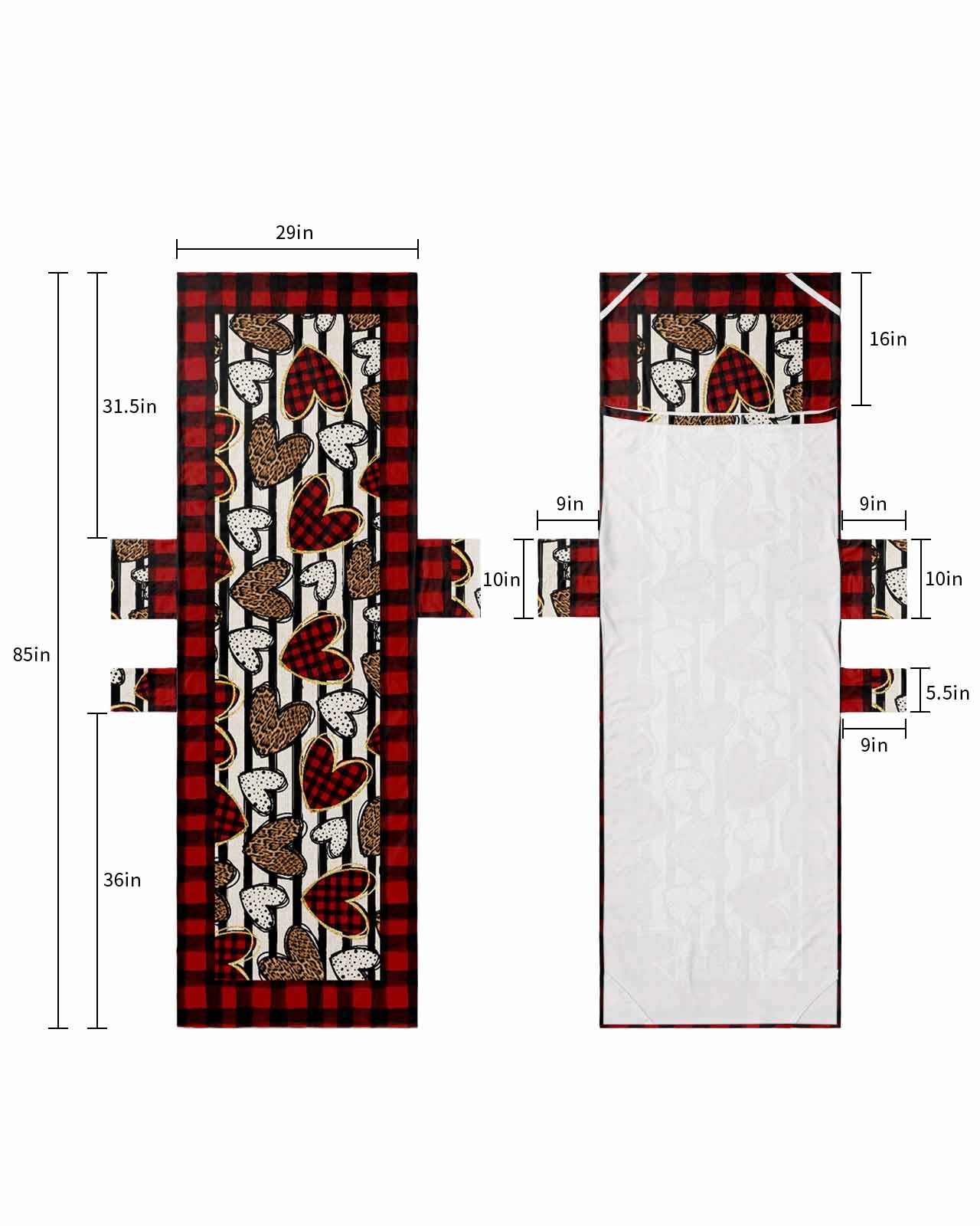 Valentine's Day Love Heart Beach Lounge Chair Towel Cover, Soft Chaise Lounge Towel with Side Pockets Patio Pool Chairs Cover for Beach/Pool Sunbathing 29x85 Red Black Plaid