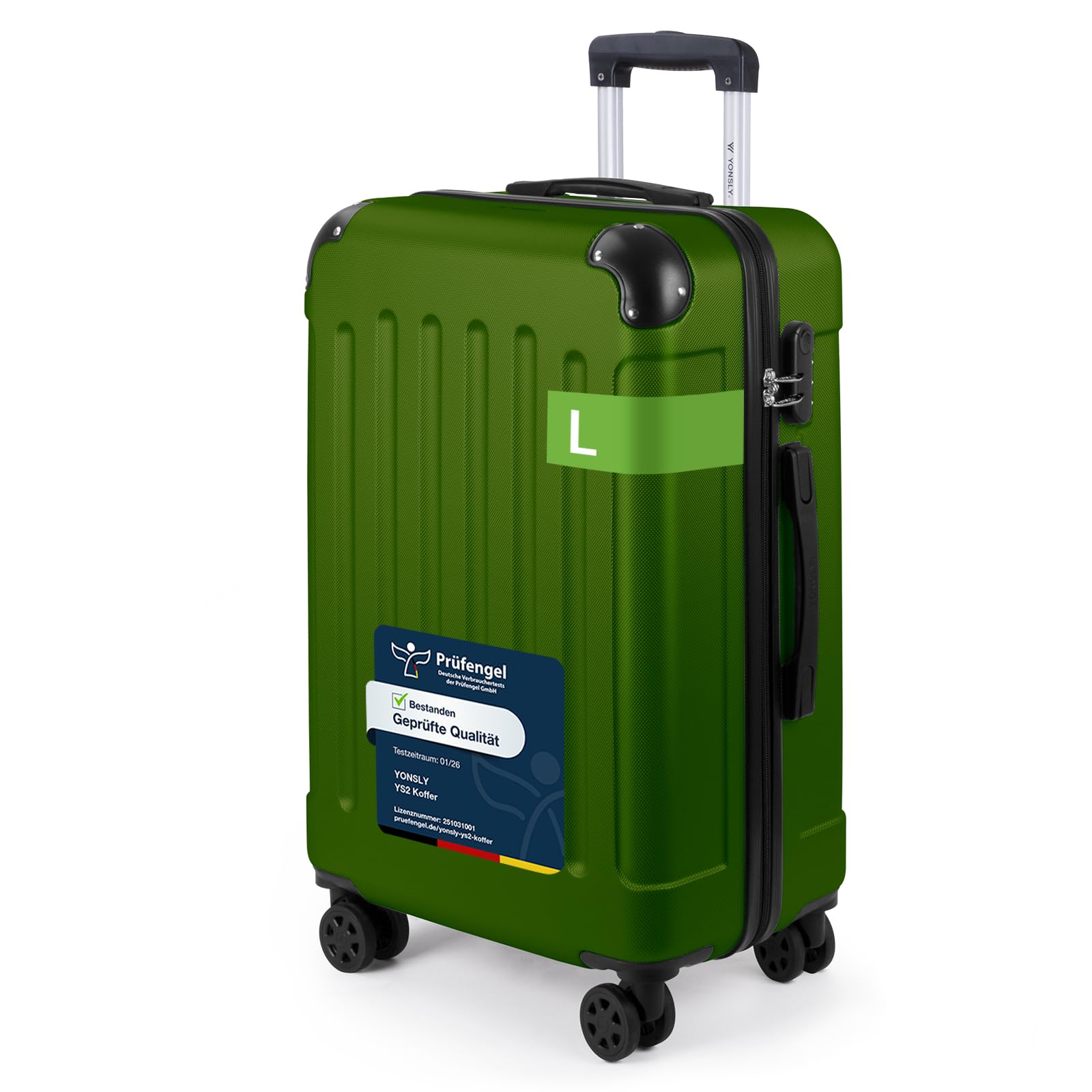 YONSLY Trolley Koffer Set, Reisekoffer, Rollkoffer Handgepäck, Kabinkoffer Suitcase, Gepäckset mit 360° Rollen, Hartschalenreisekoffer, Zahlenschloss, Gummigriff