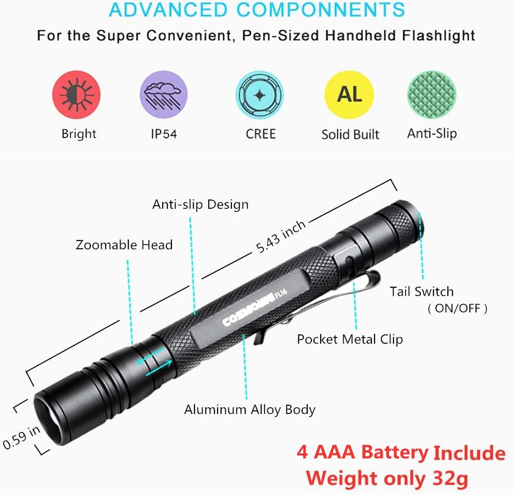 Linterna UV de 395 nm, linterna de luz negra con zoom 4 pilas AAA, linterna ultravioleta para bolígrafo, detector de orina de mascotas para manchas de perros y gatos, chinches de cama, 4