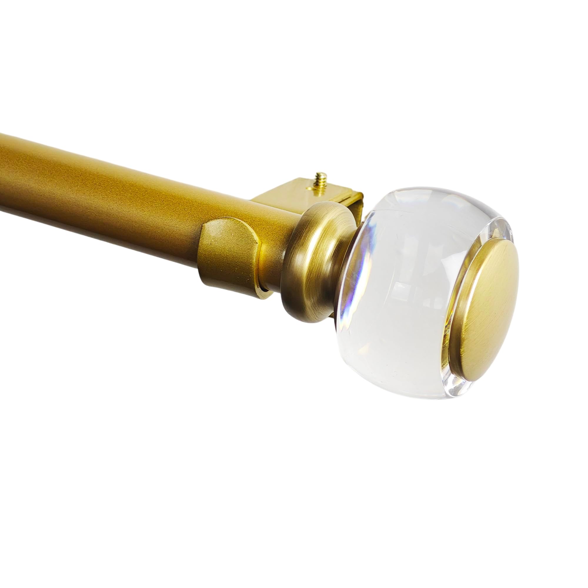 Adjustable 36-72'' Warm Gold Curtain Rods for Windows 24-68'', 1'' Diameter Heavy Duty Window Drapery Rod with Acrylic Knob Finials, Single Decorative