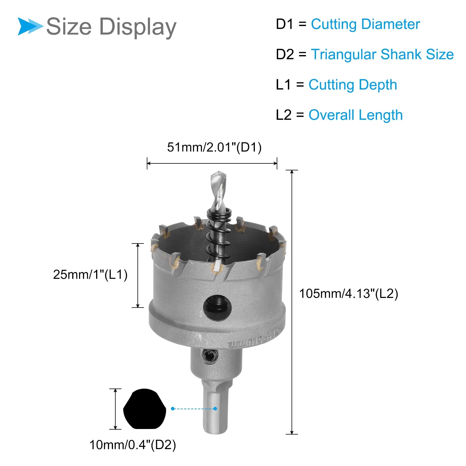 CoCud Hole Saw, 51mm Cutting Diameter, Carbide Tipped Tooth Hole Cutter Drill Bit - Image 2