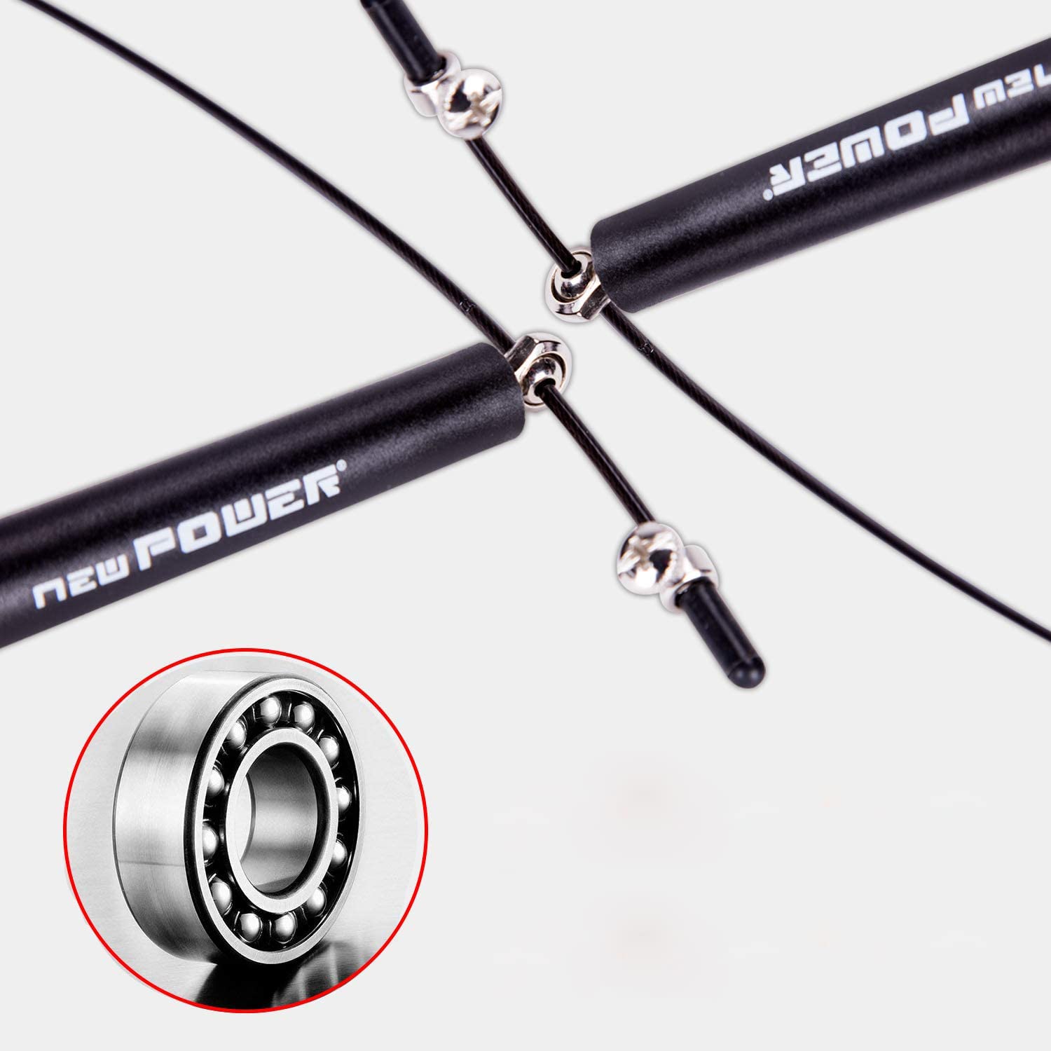 NEWPOWER Hochgeschwindigkeitsspringseil, Crossfit, Boxen, MMA aus PVC-beschichtetem Stahl, verstellbare Länge 3 m, leichtes 360-Grad-Kugellager, ideal für Doppelsprünge
