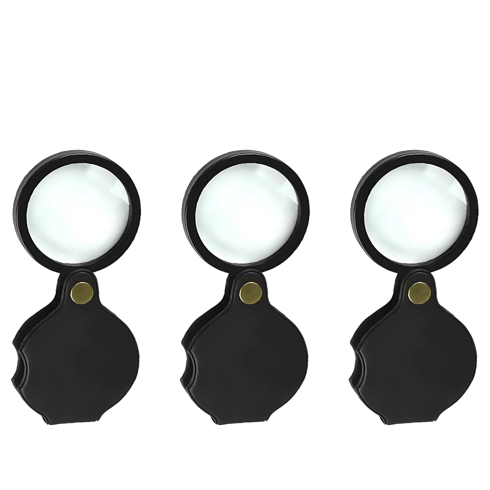 3PCS Pocket Magnifying Glass Set - 10X, 20X, 32X Magnifier Lens for Reading Small Print, Map, Inspection - Handheld Mini Magnifier for Seniors, Crafts, Travel & Gifts