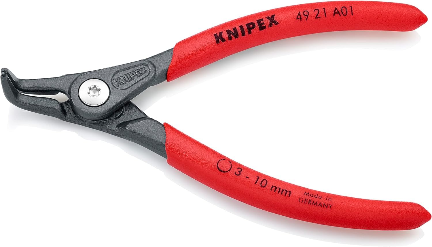 KNIPEX Alicate de precisión para arandelas para arandelas exteriores de ejes con cartulinas autoservicio Mangos, 49 21 A01 SB
