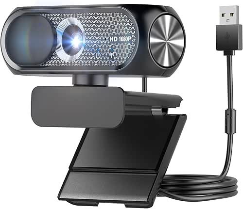 Shcngqio 1080P HD Webcam with Privacy Cover, Wide-Angle Lens, Auto