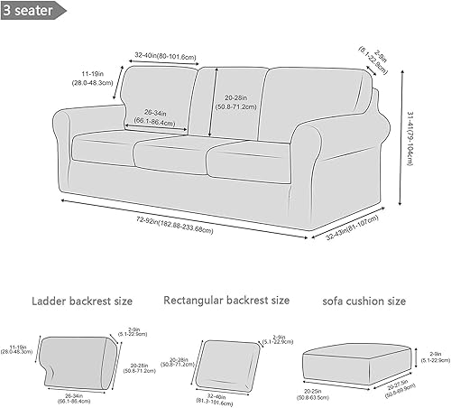 Miniatura 6 de Fundas de sofá de 7 piezas, fundas de terciopelo elástico de felpa para sofá de 3 cojines, suaves y antideslizantes, protector de muebles para sala