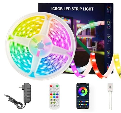 ATHONO Led Lights for Bedroom 65.6FT Smart IC+RGB, Music Sync