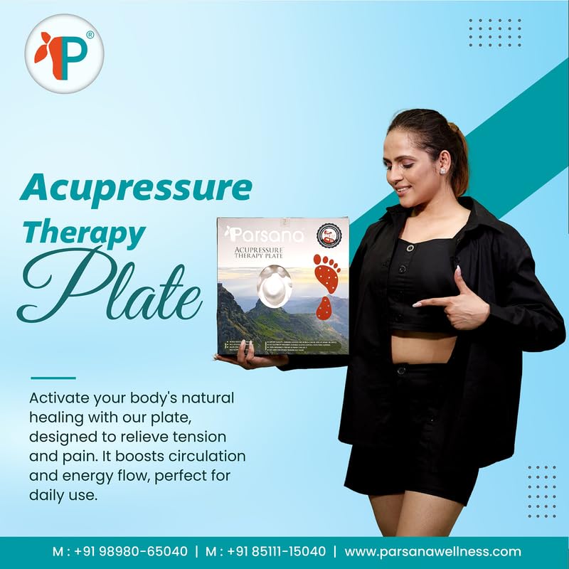 Image of Parsana Acupressure Therapy Plate, Clinically Tested, Acu Mat for Feet Massager, Helps with - Muscles /Joint Pain, Flexibility, Hormonal Balance, Blood Circulation & Overall Health Management, Reflexology Set - Pack of 1