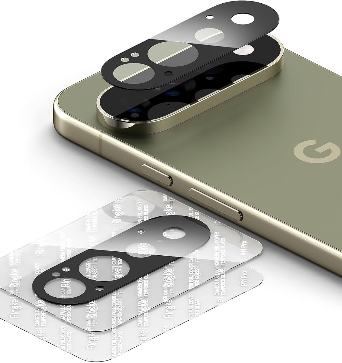 Ringke para protector de lente de cámara Google Pixel 11 Pro [paquete de 2] | Vidrio templado de cubierta completa para cámara, paquete de 2, súper fácil de instalar
