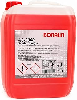 BONALIN Sanitärreiniger AS 2000 10 Liter Kanister – Saurer Unterhaltsreiniger gegen Kalk, Urinstein & Wasserstein – Hotel, Gastronomie & Gebäudereinigung – Made in Germany – Inklusionsbetrieb