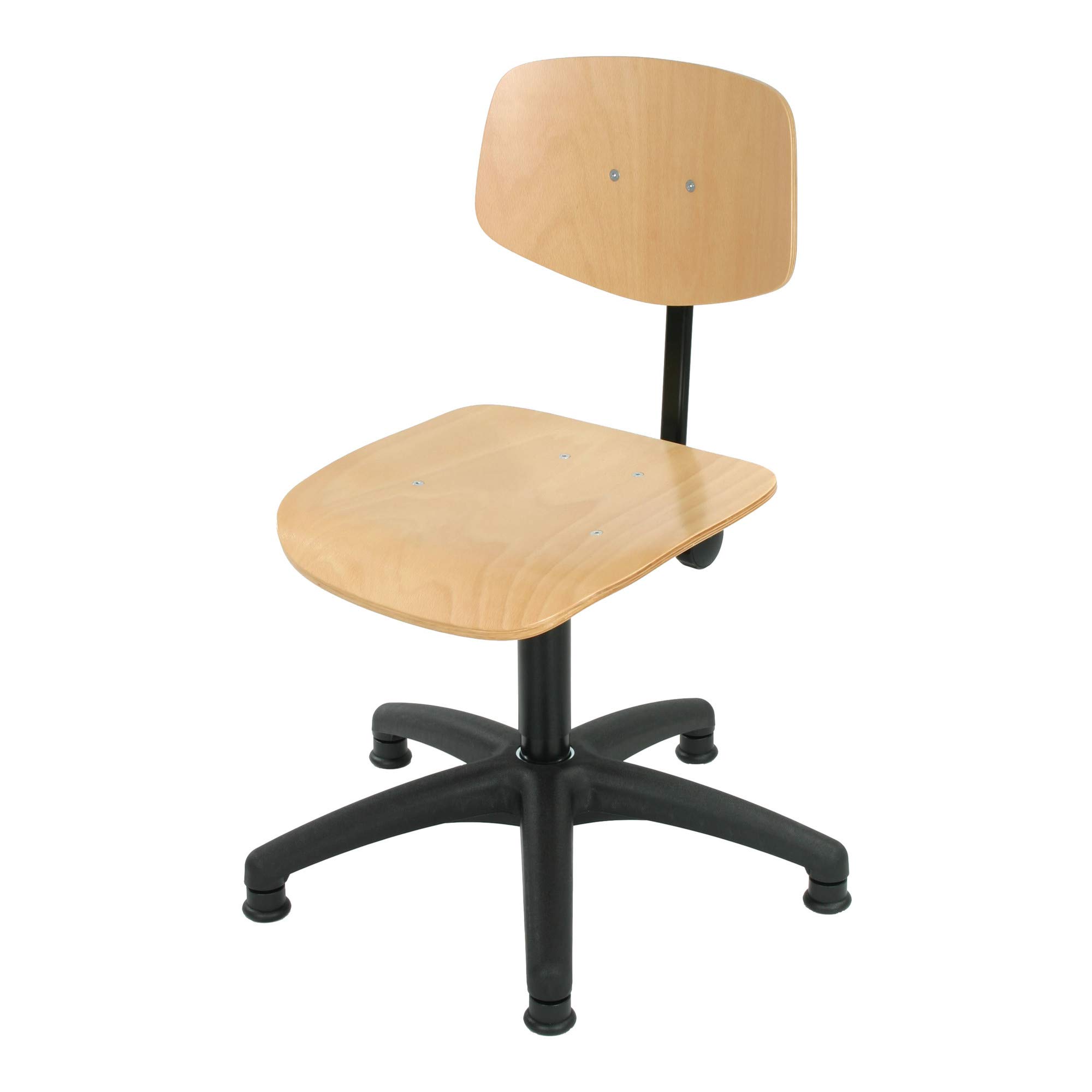 STIER Arbeitsstuhl mit Gleitern – Sitzhöhe 420–610 mm, Buche natur