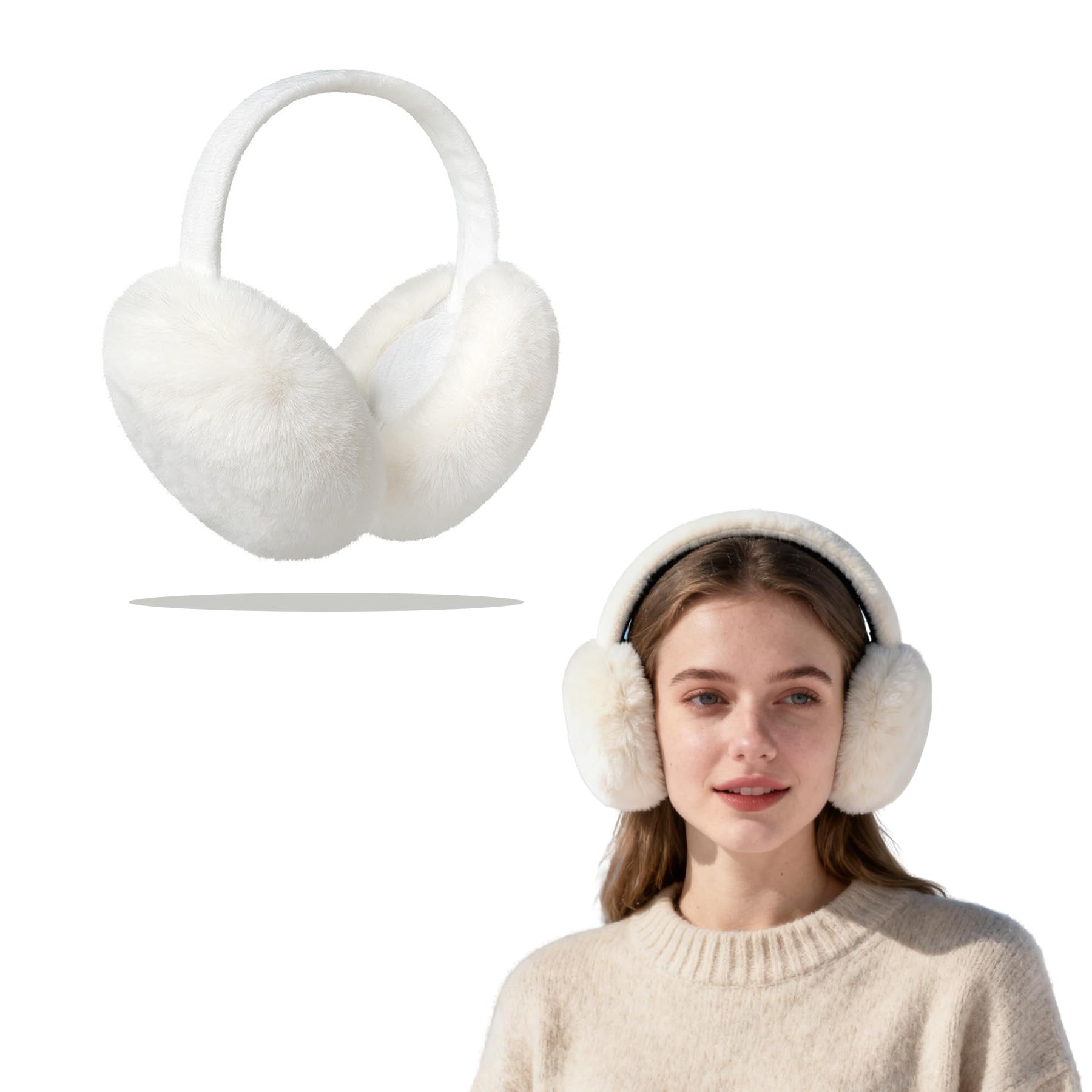 Fluffy Earmuffs for Women,Winter Ear Muffs Adjustable Warm Earmuffs Plush Fluffy Winter Ear muffs Ear Warmers For Women Girls-image-33