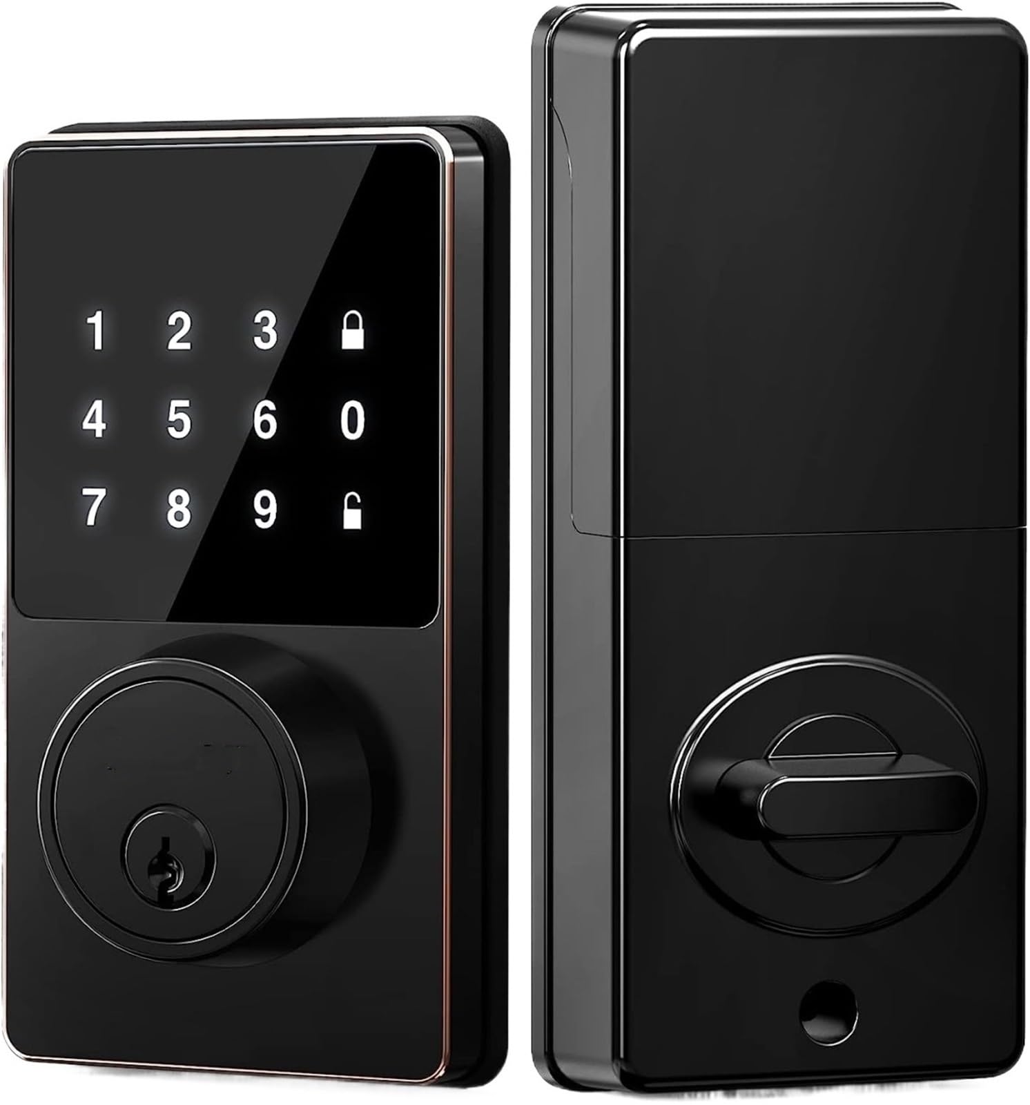 Smart Lock with Password, Keyless Entry Door Lock with Touchscreen Keypads, Easy to Install, App Unlock, 50 User Codes(Frosted Black)