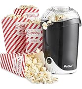 VonShef Popcorn Maker – 1200W Popcorn Machine with Hot Air Circulation, One Touch Popcorn Popper,...