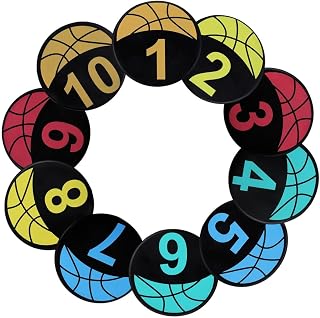 10-Pack Basketball Floor Markers with Numbers, 9 Multi-Color Round Training Dots, Non-Slip Spot Markers for Ball Handling Drills