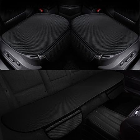 Amazon Umora 車用シートクッション セット 運転席 助手席 後部座席 着脱とても簡単 滑り止め 通気 旧汗 吸湿 ビスコースレーヨン 運転席 助手席 後部座席 ブラック シートクッション 車 バイク