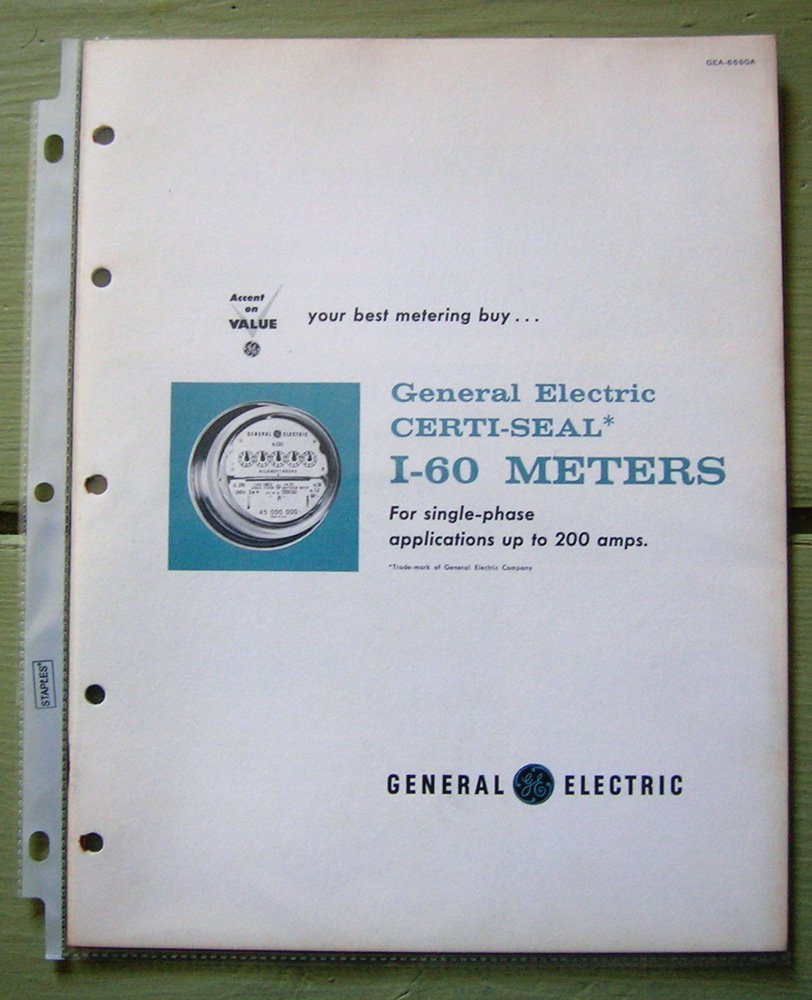 General Electric CertiSeal I60 Meters. Meter Department, General