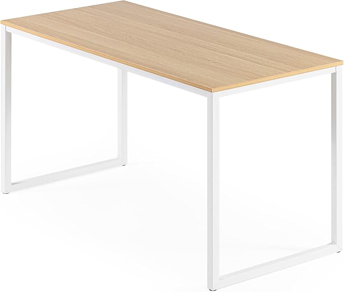 Zinus Jennifer 55 Inch White Frame Desk/Computer Workstation/Office Desk/Dining Table/Easy Assembly, Natural
