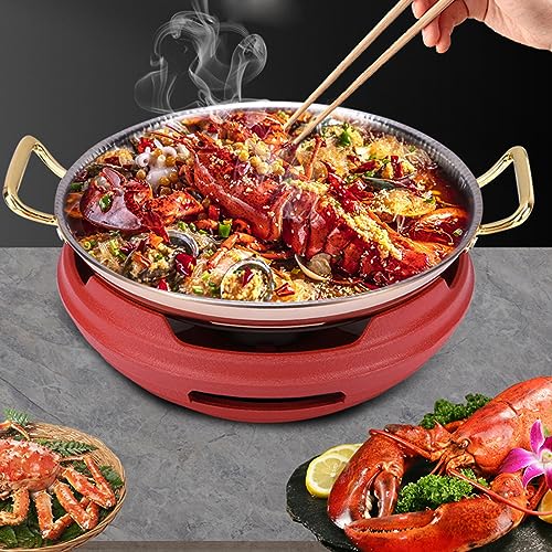 Paellera española de Acero Inoxidable Antiadherente sin Revestimiento, con Asas Dobles, 10 tamaños, martillada a Mano, Ideal para hogares o restaurantes (Plata, 26 cm)
