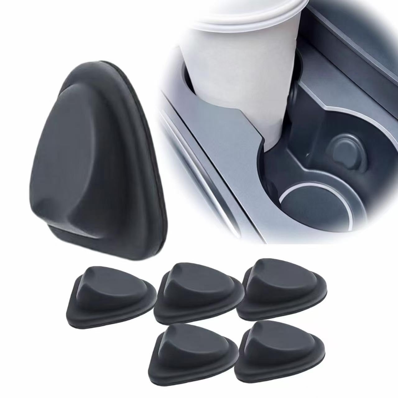 QIZUN 6 PCS Car Cup Holder Insert, for Peugeot 107/108 Hatch, Silicone Anti Spill Drinks Holder Stabiliser Pad Centre Console Anti Rattle Limiter Auto Interior