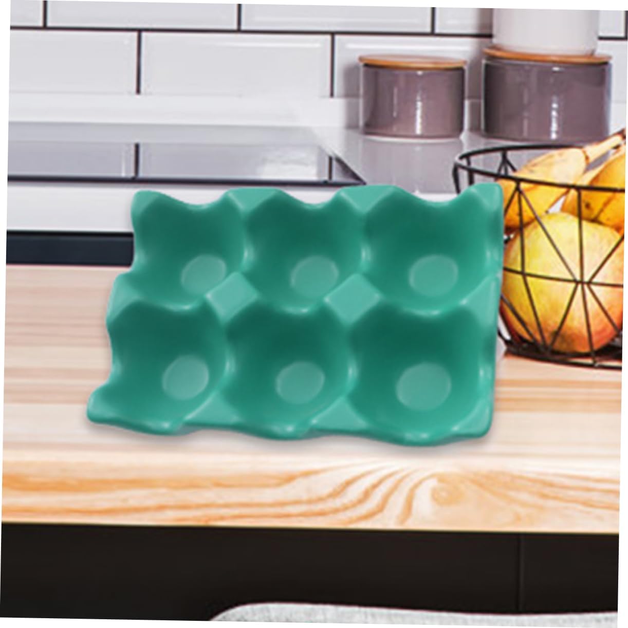 3pcs Ceramic Egg Tray Slots Egg Holder for Refrigerator Countertop Stackable Storage Rack Non-slip Base Minimalist Home Kitchenware