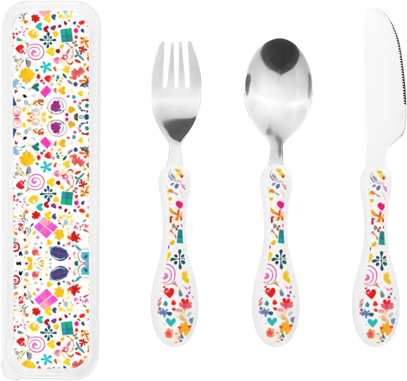 Happy Birthday Background 3 Piece Stainless Steel Flatware Set Silverware Spoon Fork Set with box