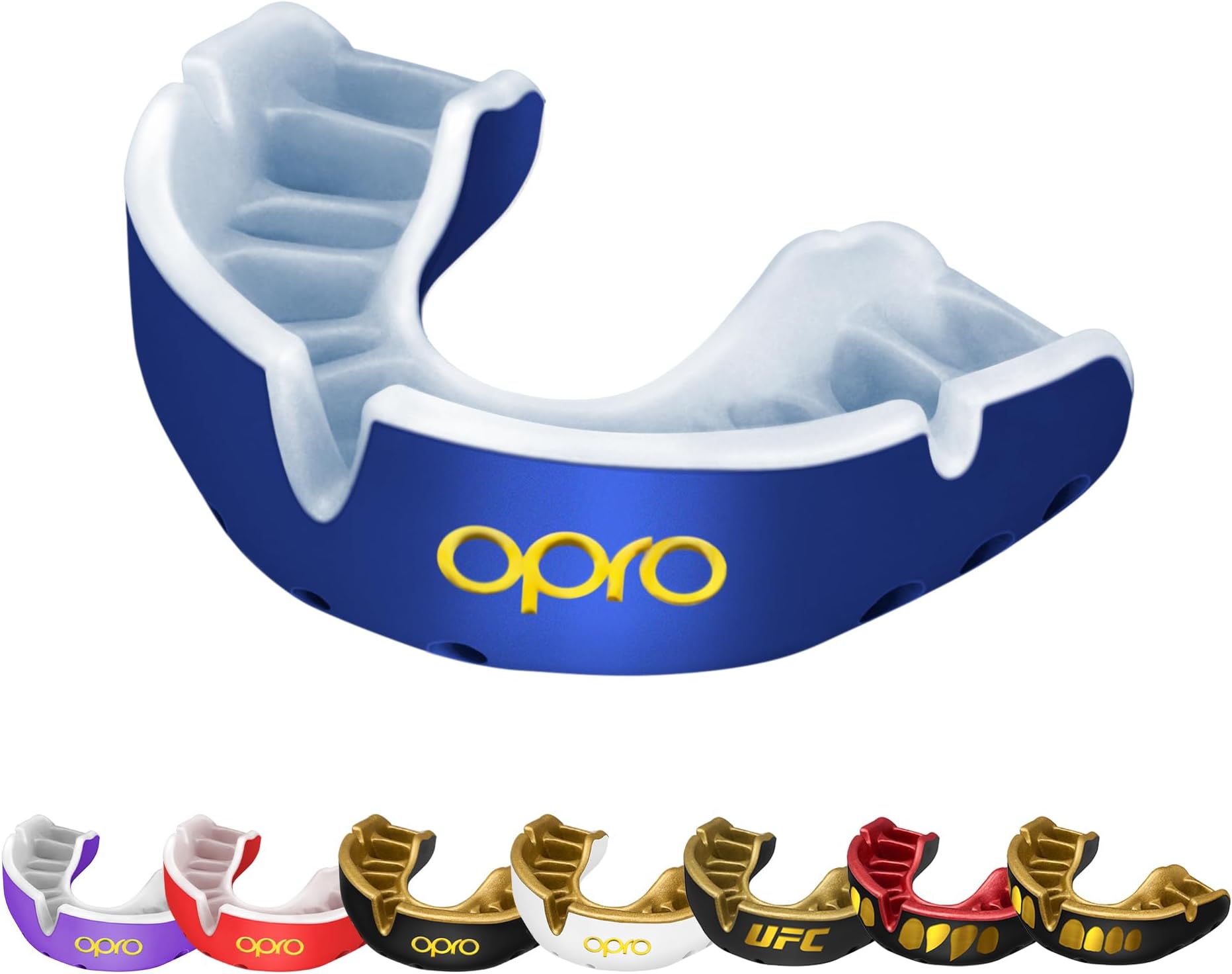OPRO Gold Level Mouthguard Premium Fit – Gum Shield Adult and Kids – OPRO Mouth Guard Boxing and MMA, Easy Self-Fit Gum Shield Rugby and Hockey – Premium Protection with Dental Warranty