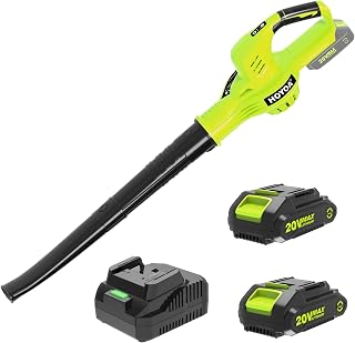 HOYOA Cordless Leaf Blower,20V/ 2 X 2.0Ah Battery and Charger Included ，Battery Powered Leaf Blowers for Lawn Care, Patio, Blowing Leaves and Snow