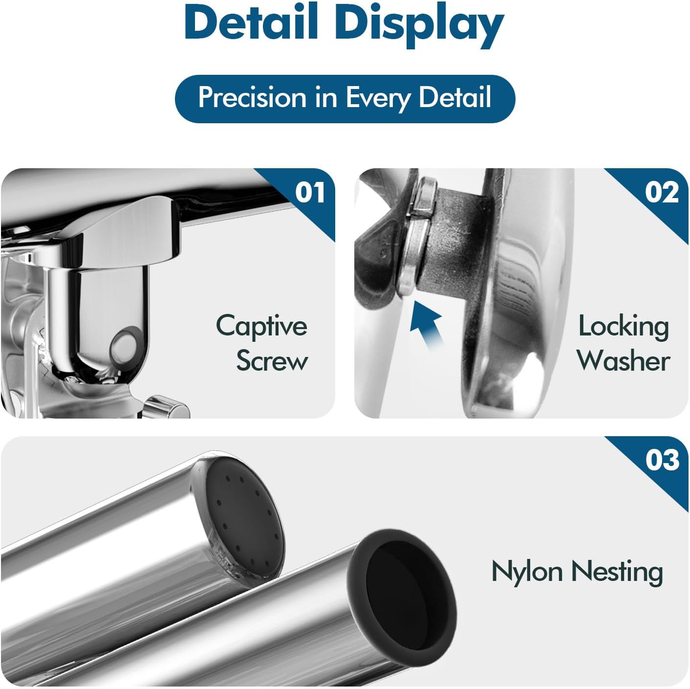 Fishing Rod Holder for Boat ,Stainless Steel 316 Rail Mount Clamp Fishing Rod Holders Marine Grade 360 Degree Adjustable Fishing Rod Holder