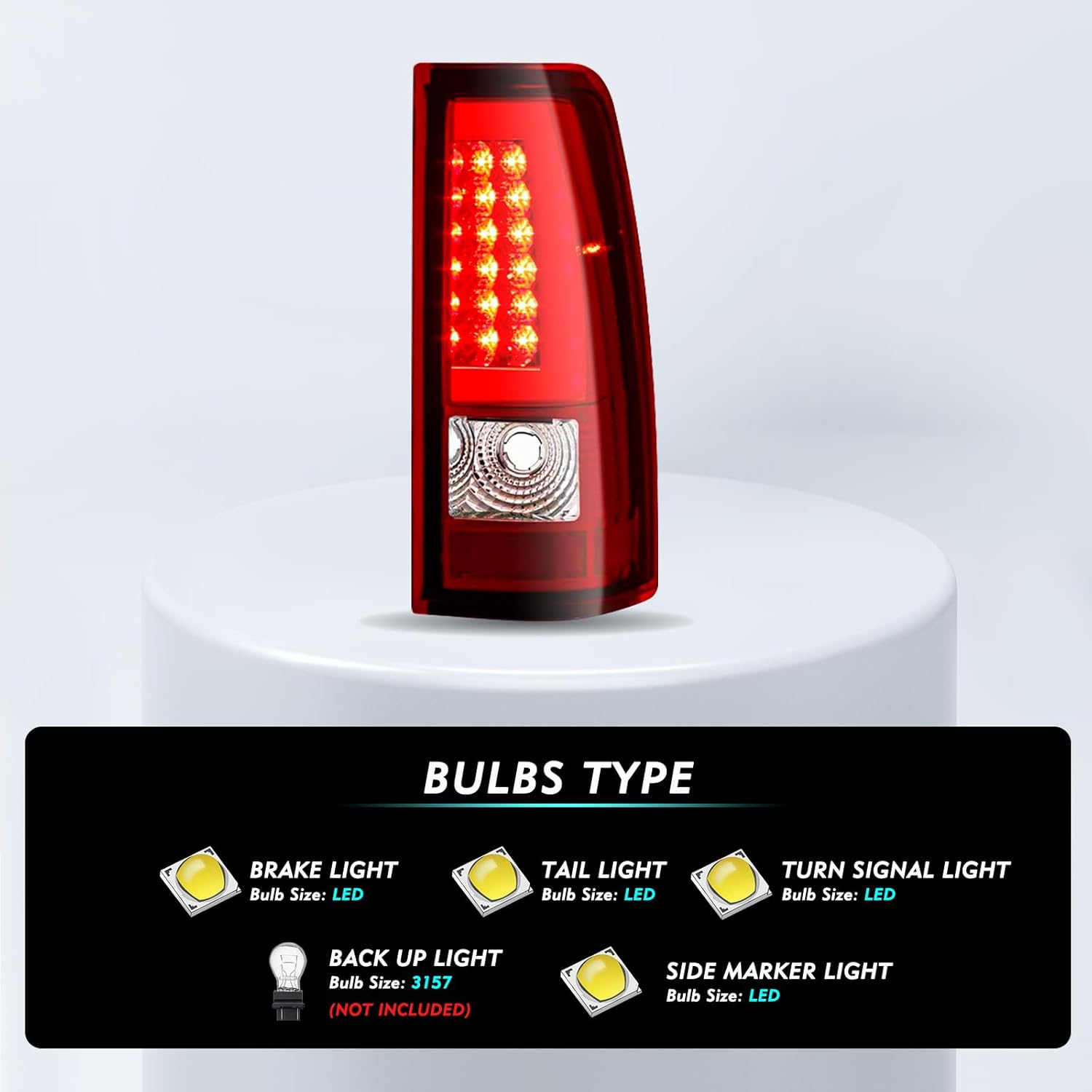 6 PCS Fits for 2003-2006 Chevy Silverado Headlight & LED Tail Light Assembly Pair Set OE Factory Style Chrome Housing & Clear Reflector