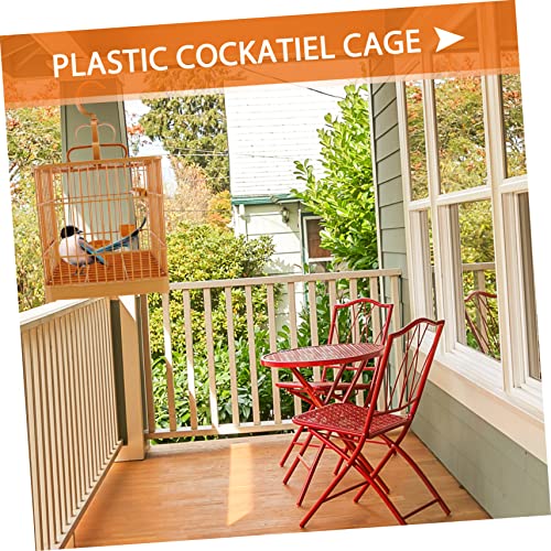 Image of 1Set Creative Plastic Bird Cage with Perch and Hanging Hook for Parrots Cockatiels More Spacious Design for Pet Birds Easy Maintenance with Bottom Tray